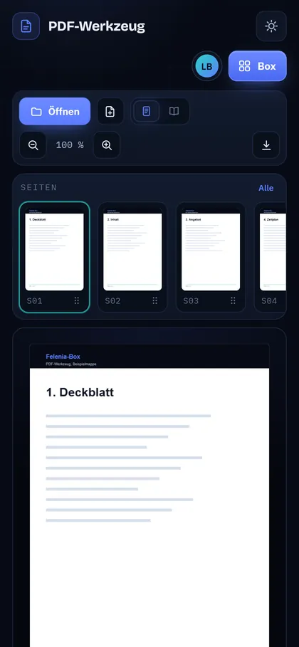 Das PDF-Werkzeug auf dem Handy mit einer Beispielmappe